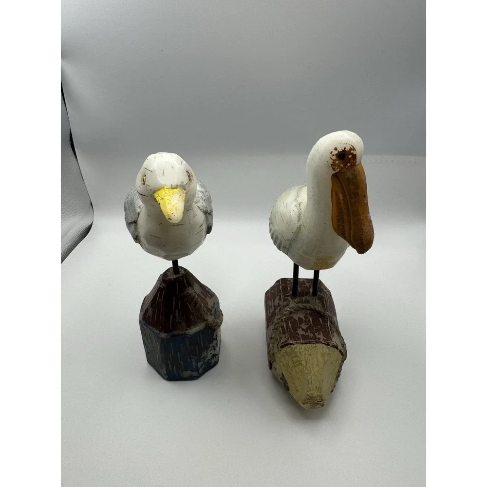 Russ Berrie Vintage Ocean Point Lot‎ Of 2 Bird Candles Wax  Beach *paint Wear*